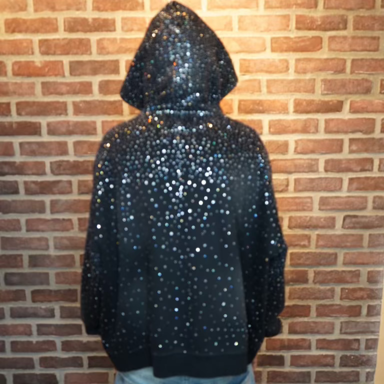 BLACK STREET SIGN RHINESTONE ZIP UP