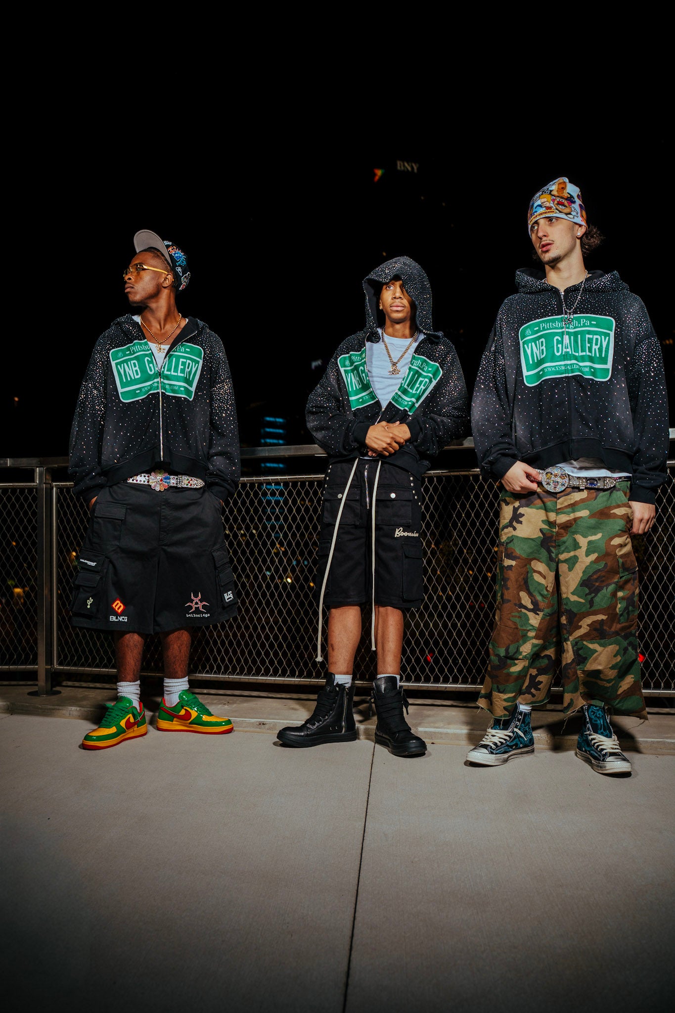 BLACK STREET SIGN RHINESTONE ZIP UP