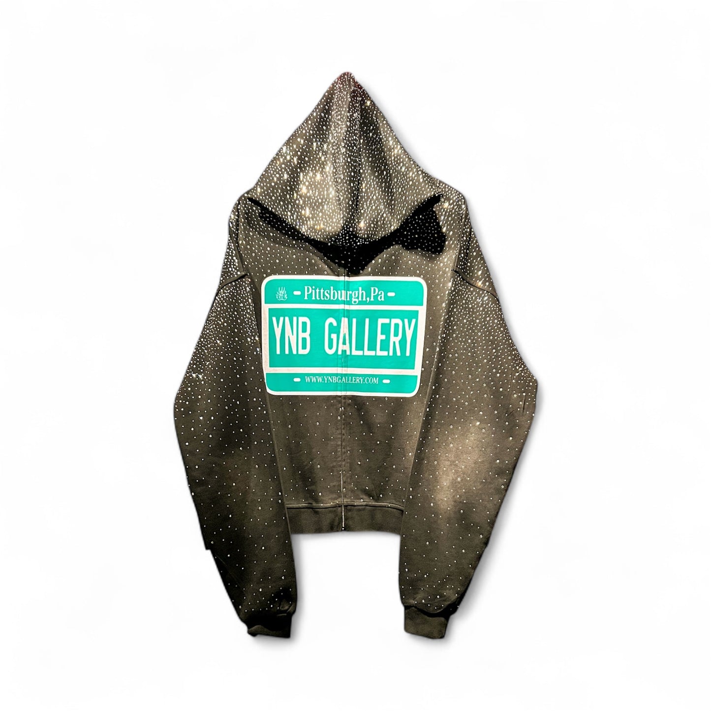 BLACK STREET SIGN RHINESTONE ZIP UP